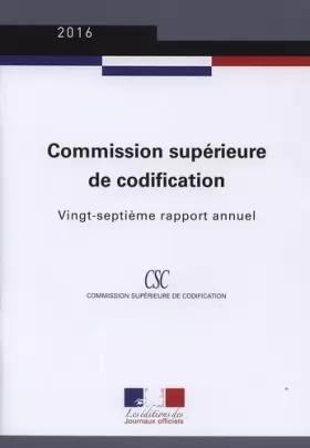 Couverture du produit · Commission supérieure de codification: Vingt-septième rapport annuel