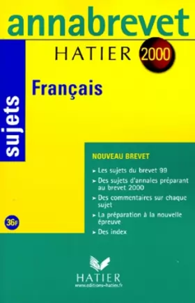 Couverture du produit · Annabrevet sujets 2000 - français