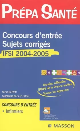Couverture du produit · Concours d'entrée IFSI : Sujets corrigés