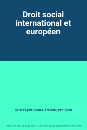 Couverture du produit · Droit social international et européen