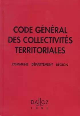Couverture du produit · Code général des collectivités territoriales 1998