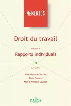 Couverture du produit · Droit du travail : Volume 2, Rapports individuels