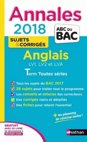 Couverture du produit · Annales ABC du Bac Anglais L-ES-S 2018