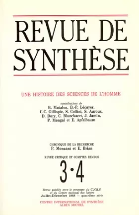 Couverture du produit · Revue de Synthèse, numéro 3-4, Juillet- Décembre 1988 : Une histoire des sciences de l'homme