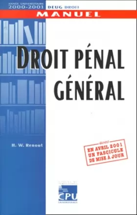 Couverture du produit · Droit pénal général, DEUG Droit, 2000 2001