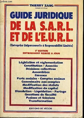 Couverture du produit · Guide juridique de la SARL et EURL