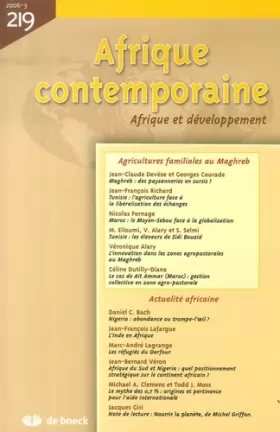 Couverture du produit · Afrique Contemporaine 2006/3-Nr.219 Agricultures Maghrebines