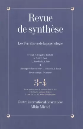 Couverture du produit · Revue de Synthèse, numéro 3-4, Juillet-Décembre 1994 : Les Territoires de la psychologie