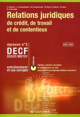 Couverture du produit · Entrainement et cas correlations juridiques DECF Ep N°2: 2002-2003
