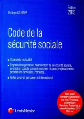 Couverture du produit · Code de la sécurité sociale 2015