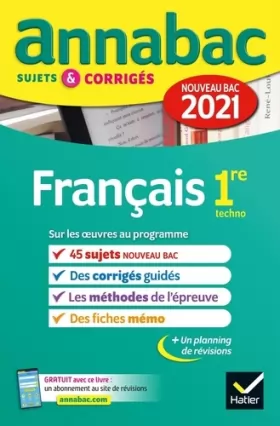 Couverture du produit · Annales du bac Annabac 2021 Français 1re technologique: sujets & corrigés nouveau bac