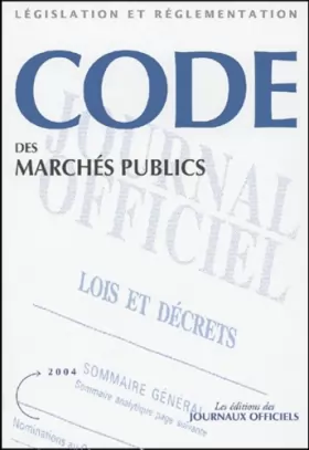 Couverture du produit · Code des marchés publics