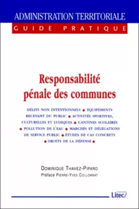 Couverture du produit · Responsabilité pénale des communes, 1ère édition (ancienne édition)