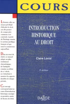 Couverture du produit · Introduction historique au droit - 3e éd.