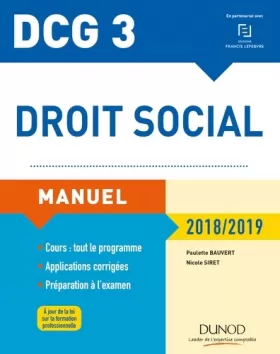Couverture du produit · DCG 3 - Droit social Manuel 2018/2019