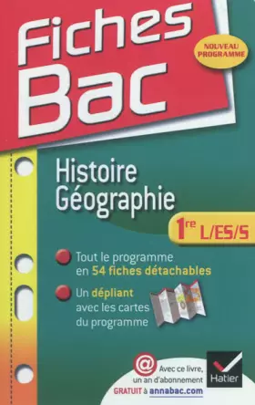 Couverture du produit · Fiches Bac Histoire-Géographie 1re L,ES,S: Fiches de cours (Histoire et Géographie) - Première séries générales