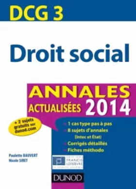 Couverture du produit · DCG 3 - Droit social 2014 - Annales actualisées - 5e édition