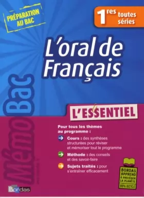 Couverture du produit · MEMOBAC L'ESSENTIEL ORAL DE FRANCAIS 1RES TOUTES SERIES