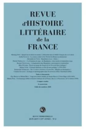 Couverture du produit · Revue d'Histoire littéraire de la France (2 - 2019, 119e année - n° 2)