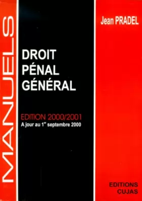 Couverture du produit · Manuel Droit pénal général, édition 2000/2001 à jour au 1/9/2000