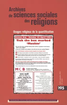Couverture du produit · Archives de sciences sociales des religions, n° 195