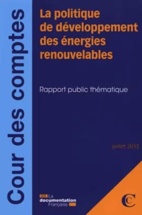 Couverture du produit · La politique de développement des énergies renouvelables
