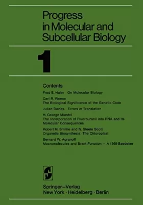 Couverture du produit · Progress in Molecular and Subcellular Biology (Progress in Molecular and Subcellular Biology, 1)