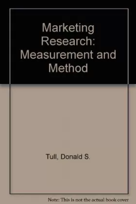 Couverture du produit · Marketing Research: Measurement and Method