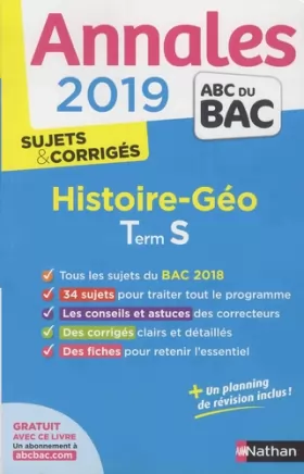 Couverture du produit · Annales ABC du Bac 2019 - Histoire-Géographie - Term S