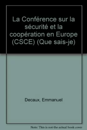 Couverture du produit · La conférence sur la sécurité et la coopération en Europe, CSCE