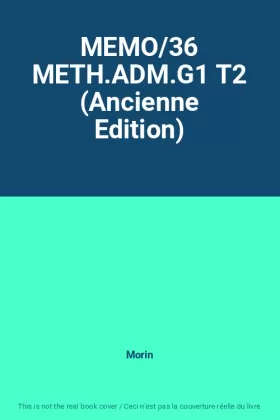 Couverture du produit · MEMO/36 METH.ADM.G1 T2 (Ancienne Edition)