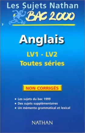 Couverture du produit · Bac anglais terminale toutes séries : sujet non corrigés du bac 99