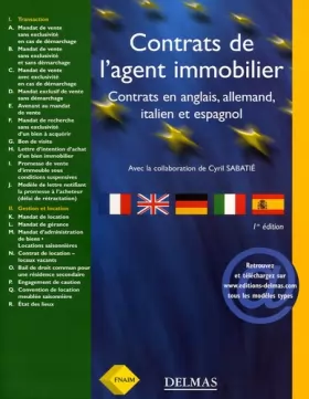 Couverture du produit · Contrats de l'agent immobilier : Français, anglais, allemand, italien, espagnol
