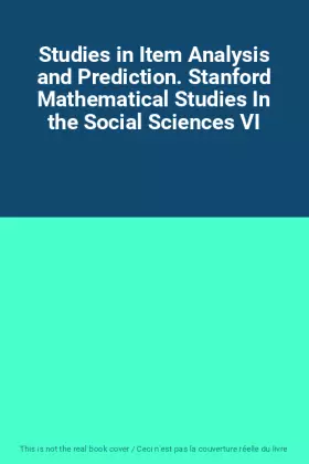 Couverture du produit · Studies in Item Analysis and Prediction. Stanford Mathematical Studies In the Social Sciences VI