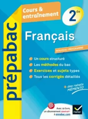 Couverture du produit · Français 2de - Prépabac Cours & entraînement: Cours, méthodes et exercices - Seconde