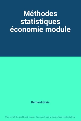 Couverture du produit · Méthodes statistiques économie module