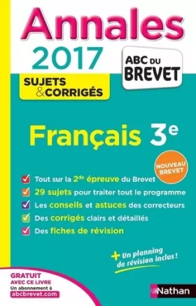 Couverture du produit · Annales ABC du BREVET 2017 Français 3e