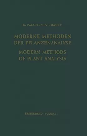 Couverture du produit · Modern Methods of Plant Analysis/Moderne Methoden der Pflanzenanalyse (Modern Methods of Plant Analysis Moderne Methoden der Pf