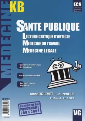 Couverture du produit · Santé publique : Lecture critique d'article  Médecine du travail  Médecine légale