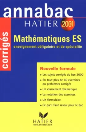 Couverture du produit · Annabac corrigés 2001 : Mathématiques ES