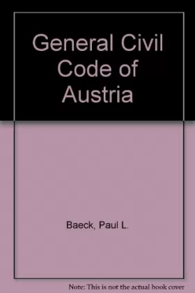 Couverture du produit · General Civil Code of Austria