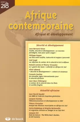 Couverture du produit · Afrique contemporaine, N° 218, 2006-2 : Afrique et développement