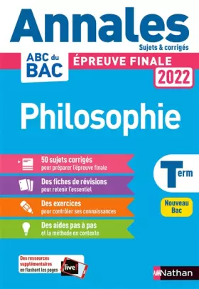 Couverture du produit · Annales ABC du BAC 2022 - Philosophie Tle - Sujets et corrigés - Enseignement commun Terminale - Epreuve finale Bac 2022