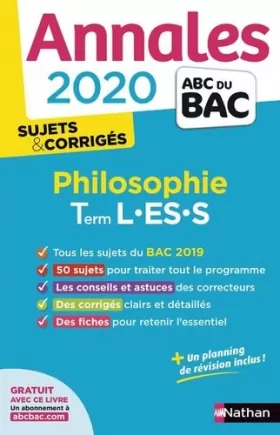 Couverture du produit · Annales ABC du Bac 2020 Philosophie Term L-ES-S
