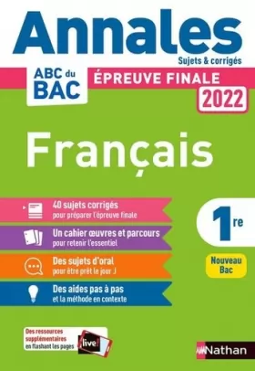 Couverture du produit · Annales ABC du BAC 2022 - Français 1re - Sujets et corrigés - Enseignement commun première - Epreuve finale Bac 2022