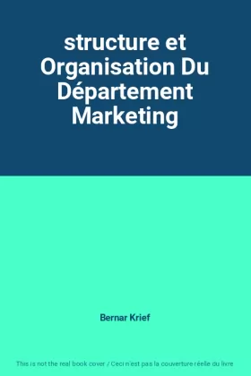 Couverture du produit · structure et Organisation Du Département Marketing