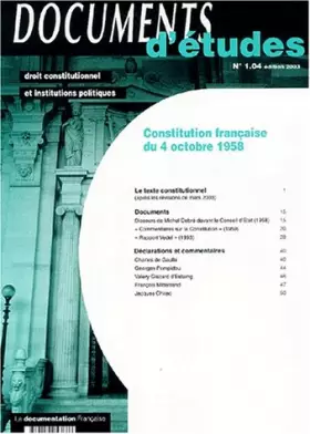 Couverture du produit · Constitution française du 4 octobre 1958
