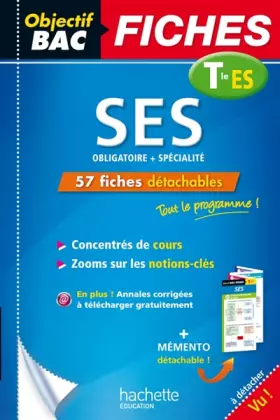 Couverture du produit · Objectif Bac Fiches Détachables SES TºES