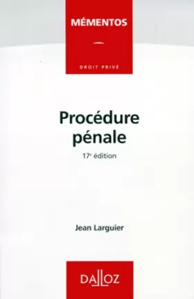 Couverture du produit · PROCEDURE PENALE. 17ème édition, 1999