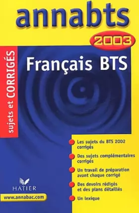 Couverture du produit · AnnaBTS 2003 Français BTS Corrigés ARCOM